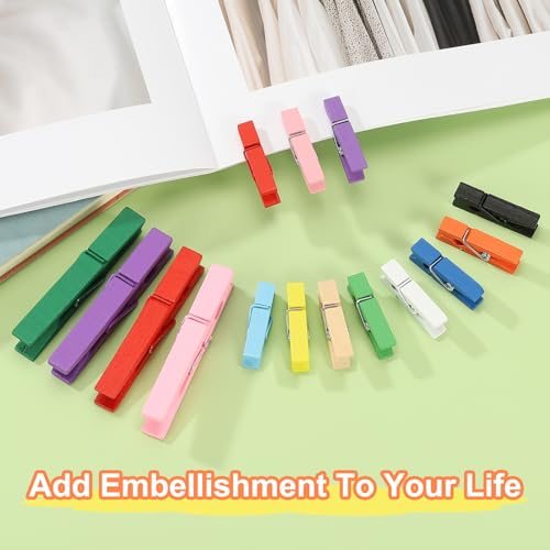 Wooden Colored Clothes Pins 1.4" Colorful Wooden Clothes Clips 50Pc, Mini view 4