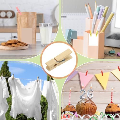 Wooden Colored Clothes Pins 1.4" Colorful Wooden Clothes Clips 50Pc, Mini view 5