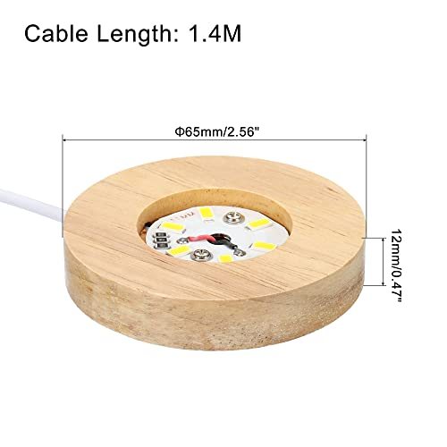 Wooden LED Light Base Stand, 2 Packs Round Wooden 2.56" Dia Warm White view 2