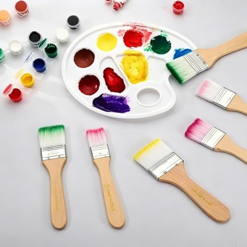 Wooden Paint Brush Set, 5.2/5.6/5.9/6.1/6.3/6.9" Nylon Bristle, Flat view 3