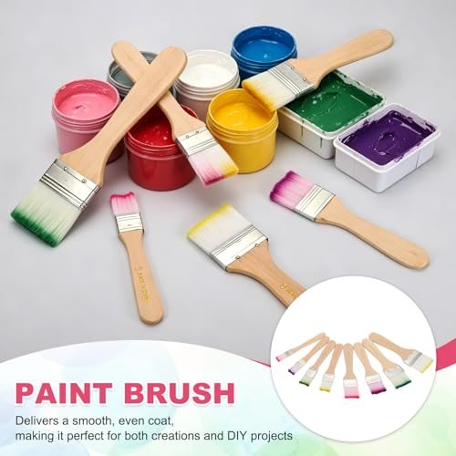 Wooden Paint Brush Set, 5.2/5.6/5.9/6.1/6.3/6.9" Nylon Bristle, Flat view 4