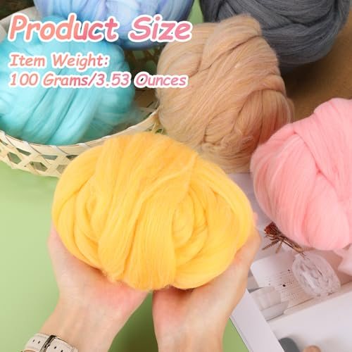 Wool Roving Yarn, 100G/3.53OZ Soft Felting Wool Pure Chunky Roving Yarn view 2