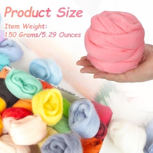 Wool Roving Yarn 150G/5.3OZ Soft Felting Wool Dark Pink view 2