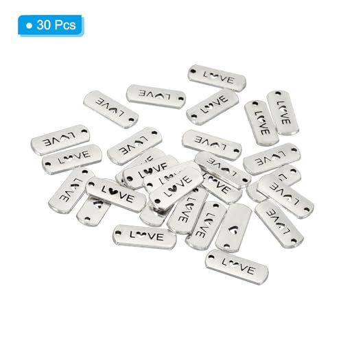 Word Charm 30Pcs Mini Engraved Vintage Metal Pendant LOVE, Instrument view 3