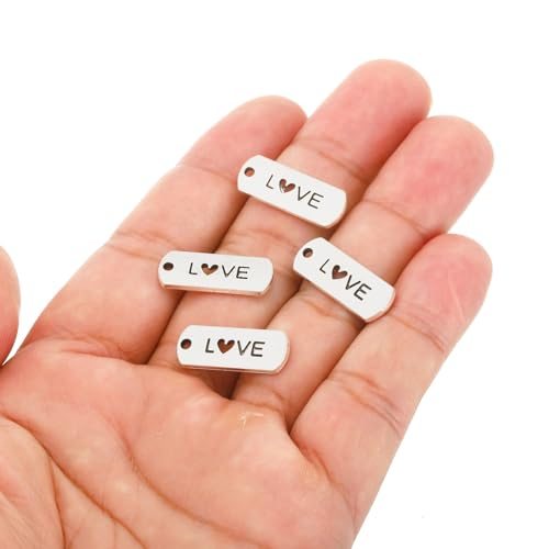 Word Charm 30Pcs Mini Engraved Vintage Metal Pendant LOVE, Instrument view 4