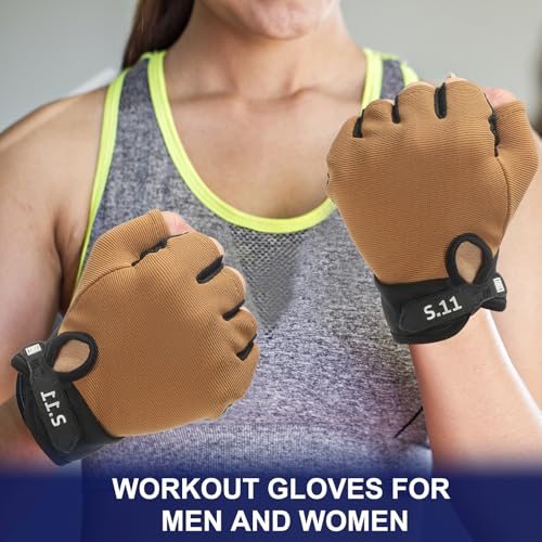 Workout Gloves, Brown, Large view 4