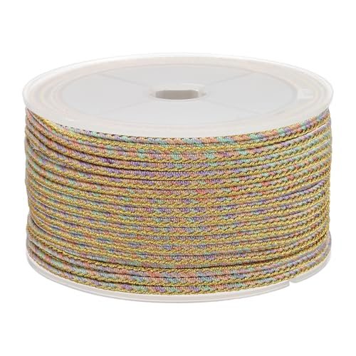 x 2.5 mm Braided Cord, Metallic Bracelet Knotting Macrame Cord Braiding — PATIKIL