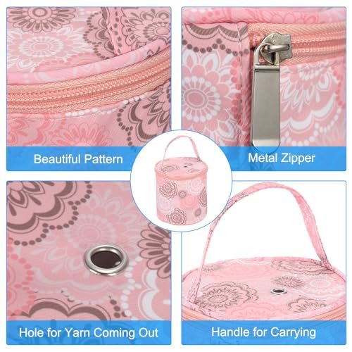 Yarn Storage Bag Portable Crochet Knitting Bag Case Pink Flower view 3