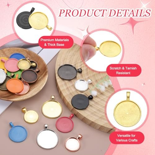 Zinc Alloy Round Bezel Settings Flat Base Blank Pendants view 3
