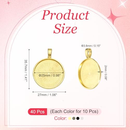 Zinc Alloy Round Bezel Settings Flat Base Blank Pendants view 2
