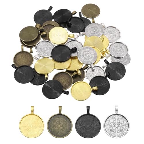 Zinc Alloy Round Bezel Settings Flat Base Blank Pendants — PATIKIL
